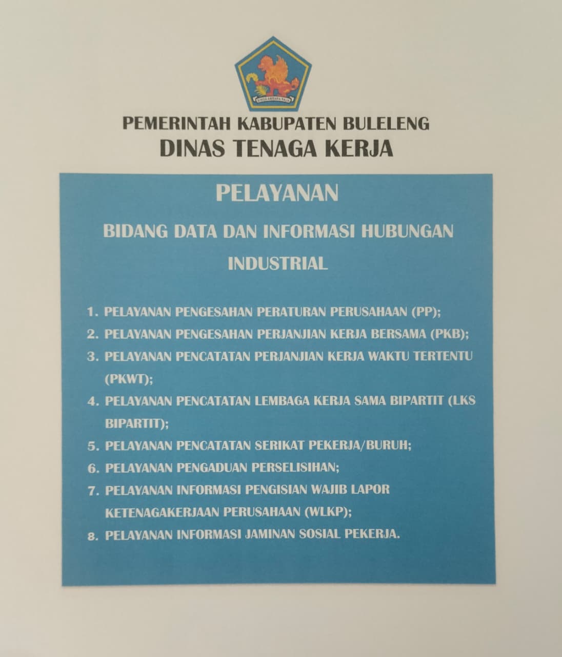 Pelayanan Bidang Data Dan Informasi Hubungan Industri